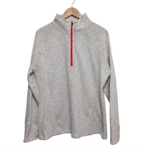 Tek Gear Half Zip Pullover New Oatmeal Fleece Orange Zipper